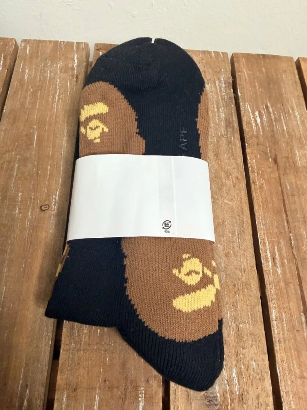 BAPE A Bathing Ape Big Ape Head Pattern Black Brown Socks